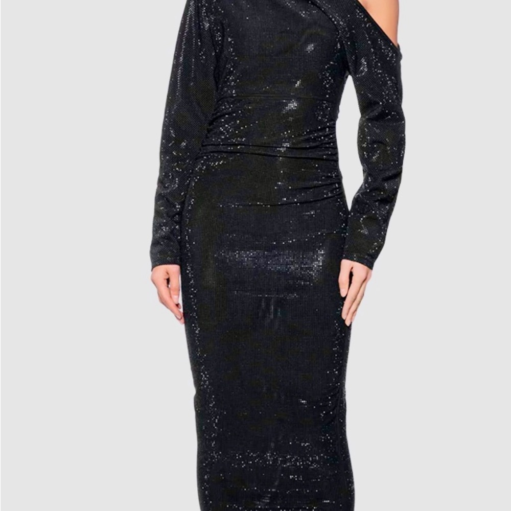 AKIRA Black Sequin Long Sleeve Dress